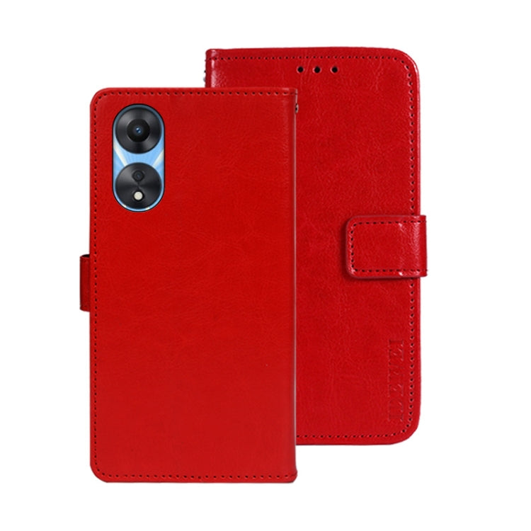 For OPPO A58 5G idewei Crazy Horse Texture Leather Phone Case