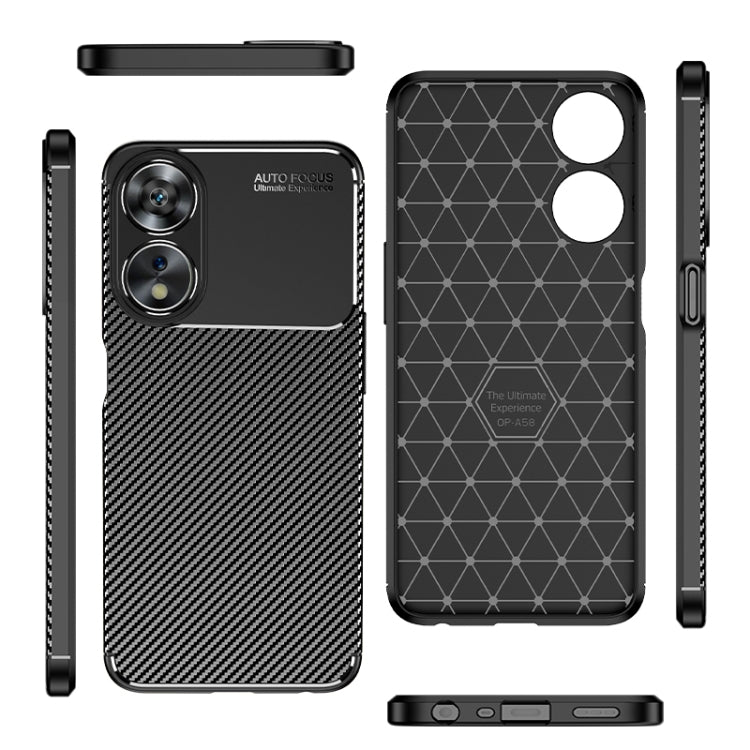 For OPPO A58 Carbon Fiber Texture Shockproof TPU Phone Case(Black)