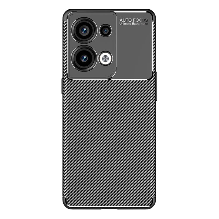 For OPPO Reno9 Pro+ Carbon Fiber Texture Shockproof TPU Phone Case(Black)