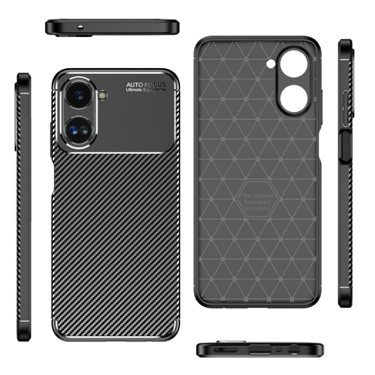 For Realme 10 4G Carbon Fiber Texture Shockproof TPU Phone Case(Black)