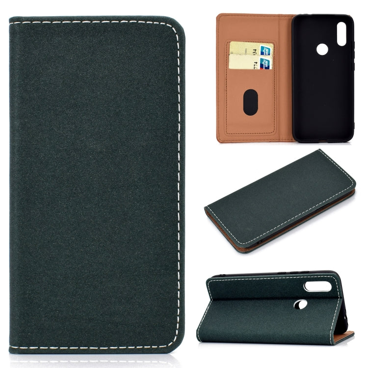 For Xiaomi Redmi 7 Solid Color Frosted Magnetic Horizontal Flip Leather Case with Card Slots & Holder