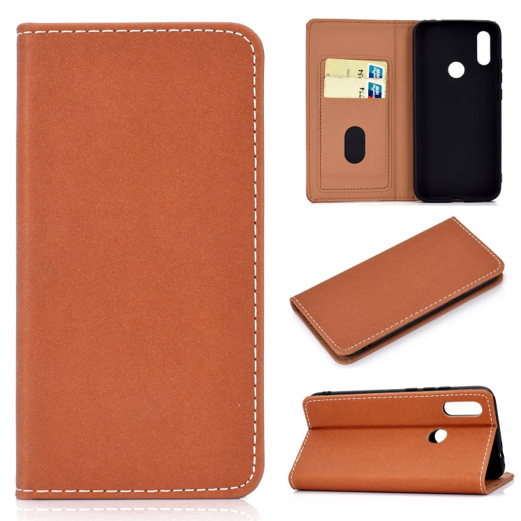 For Xiaomi Redmi 7 Solid Color Frosted Magnetic Horizontal Flip Leather Case with Card Slots & Holder