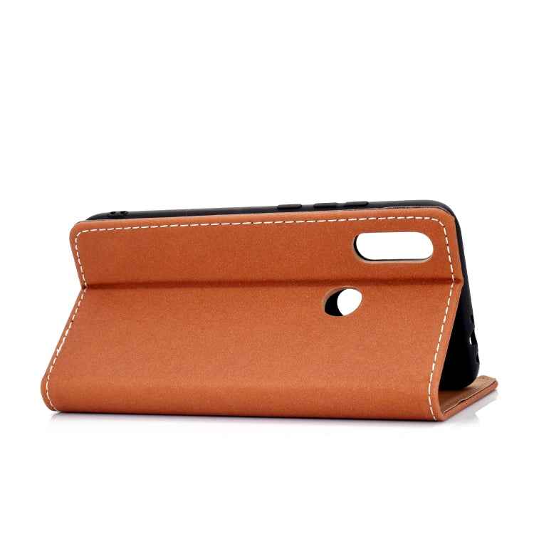 For Xiaomi Redmi 7 Solid Color Frosted Magnetic Horizontal Flip Leather Case with Card Slots & Holder
