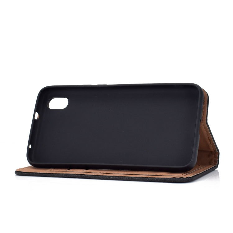 For Xiaomi Redmi 7A Solid Color Frosted Magnetic Horizontal Flip Leather Case with Card Slots & Holder