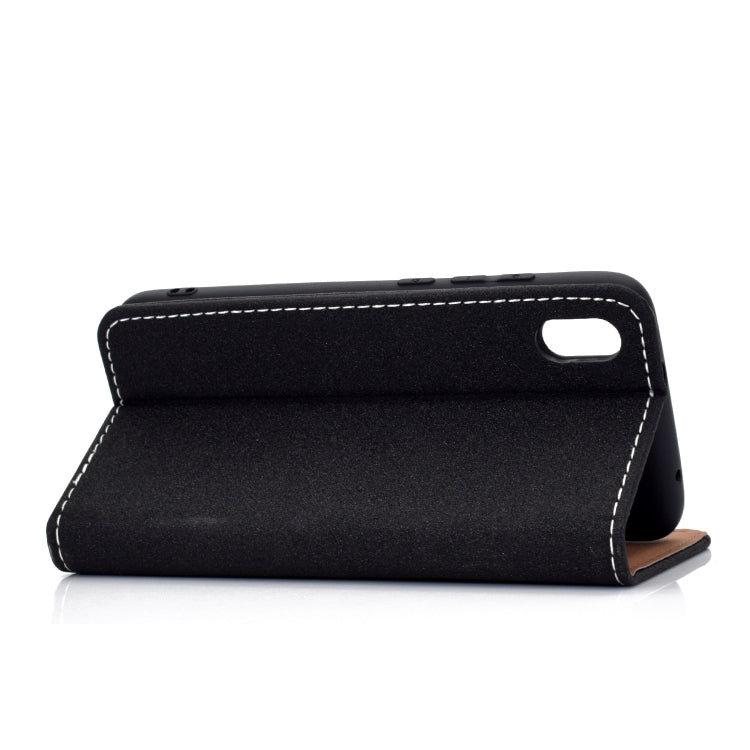 For Xiaomi Redmi 7A Solid Color Frosted Magnetic Horizontal Flip Leather Case with Card Slots & Holder