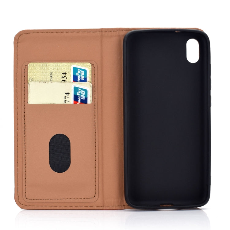 For Xiaomi Redmi 7A Solid Color Frosted Magnetic Horizontal Flip Leather Case with Card Slots & Holder