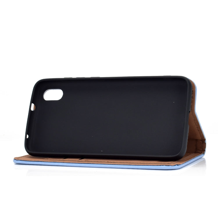 For Xiaomi Redmi 7A Solid Color Frosted Magnetic Horizontal Flip Leather Case with Card Slots & Holder