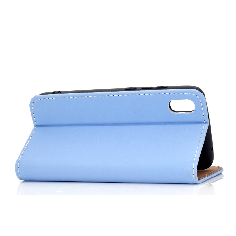 For Xiaomi Redmi 7A Solid Color Frosted Magnetic Horizontal Flip Leather Case with Card Slots & Holder