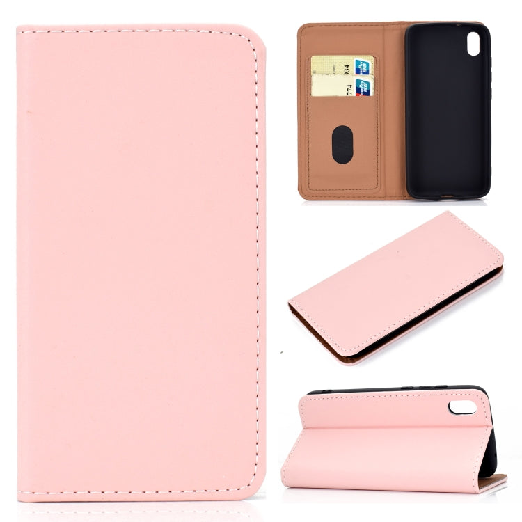 For Xiaomi Redmi 7A Solid Color Frosted Magnetic Horizontal Flip Leather Case with Card Slots & Holder