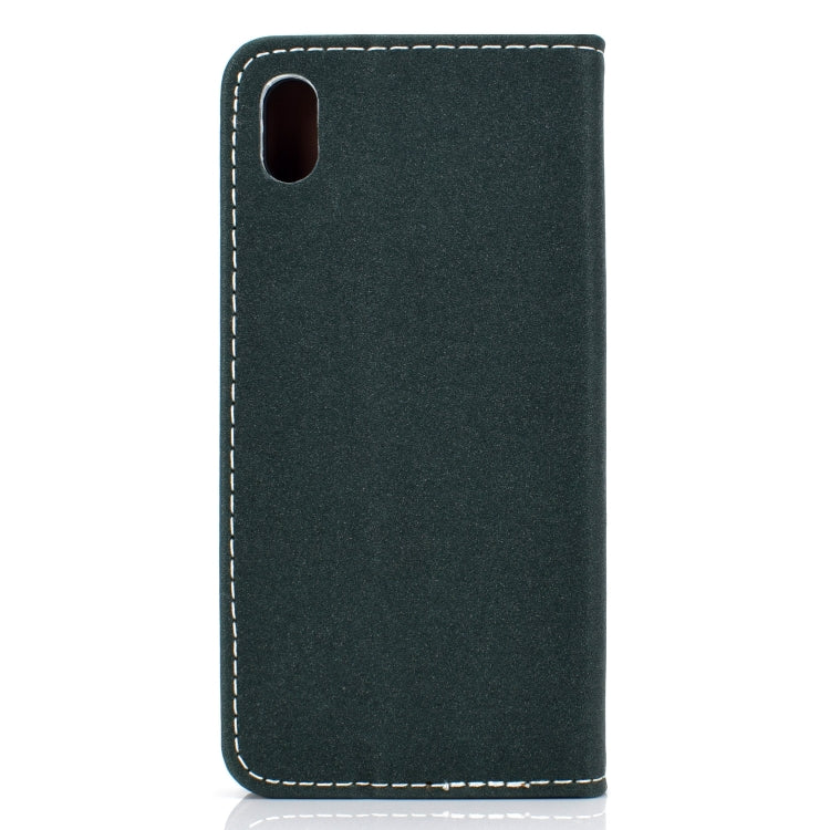 For Xiaomi Redmi 7A Solid Color Frosted Magnetic Horizontal Flip Leather Case with Card Slots & Holder