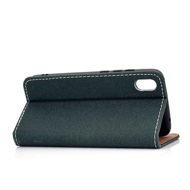 For Xiaomi Redmi 7A Solid Color Frosted Magnetic Horizontal Flip Leather Case with Card Slots & Holder