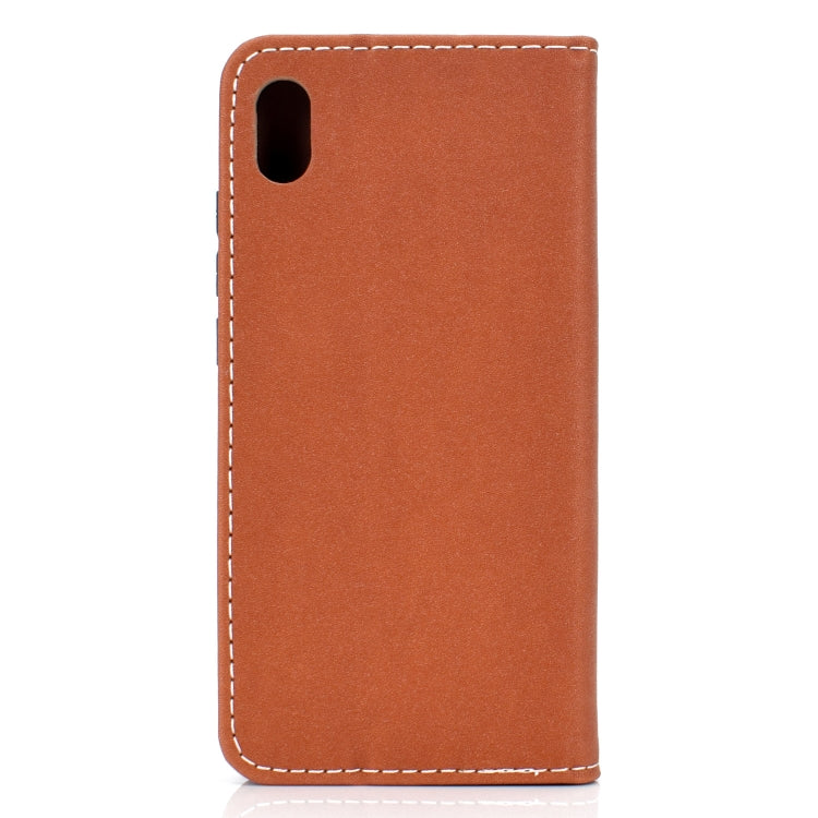 For Xiaomi Redmi 7A Solid Color Frosted Magnetic Horizontal Flip Leather Case with Card Slots & Holder