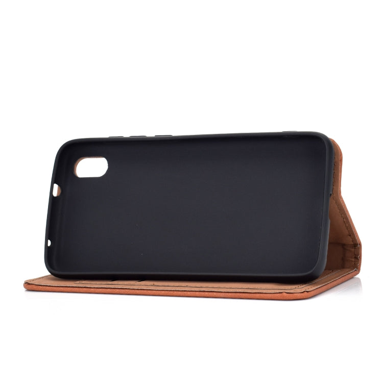 For Xiaomi Redmi 7A Solid Color Frosted Magnetic Horizontal Flip Leather Case with Card Slots & Holder