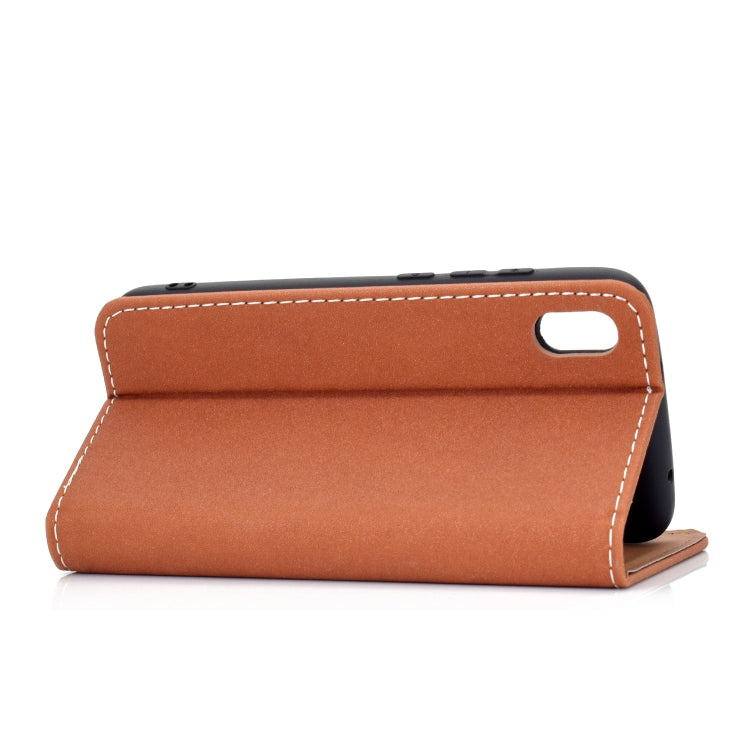 For Xiaomi Redmi 7A Solid Color Frosted Magnetic Horizontal Flip Leather Case with Card Slots & Holder