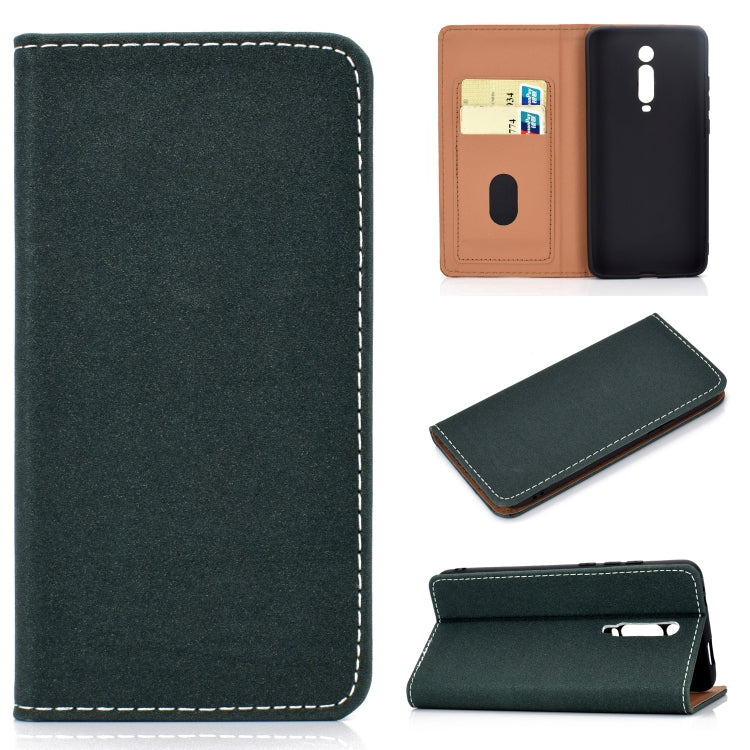 For Xiaomi Redmi K20 Solid Color Frosted Magnetic Horizontal Flip Leather Case with Card Slots & Holder
