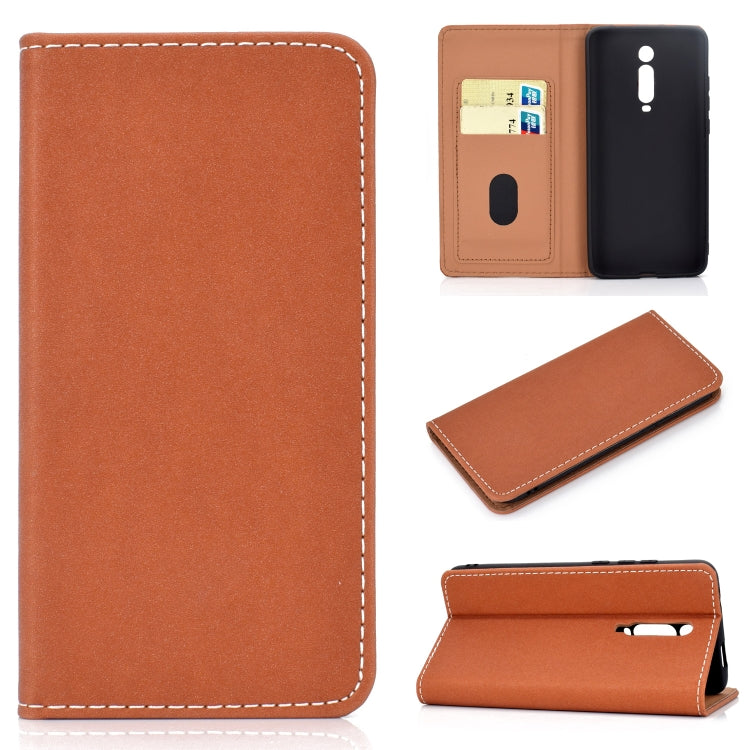 For Xiaomi Redmi K20 Solid Color Frosted Magnetic Horizontal Flip Leather Case with Card Slots & Holder