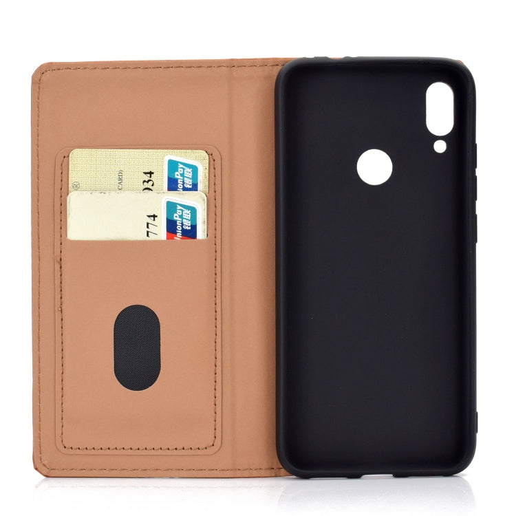 For Xiaomi Redmi Note 7 Solid Color Frosted Magnetic Horizontal Flip Leather Case with Card Slots & Holder