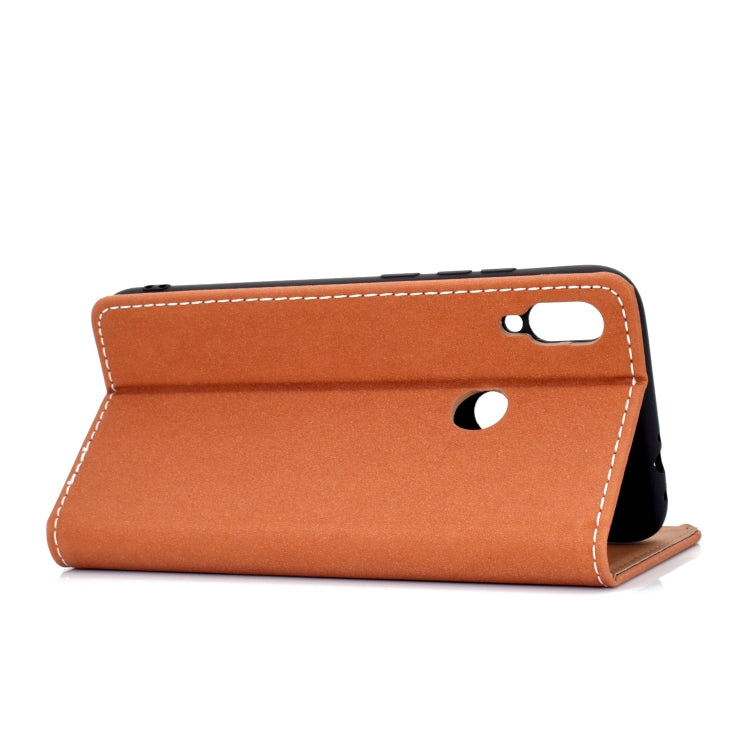 For Xiaomi Redmi Note 7 Solid Color Frosted Magnetic Horizontal Flip Leather Case with Card Slots & Holder