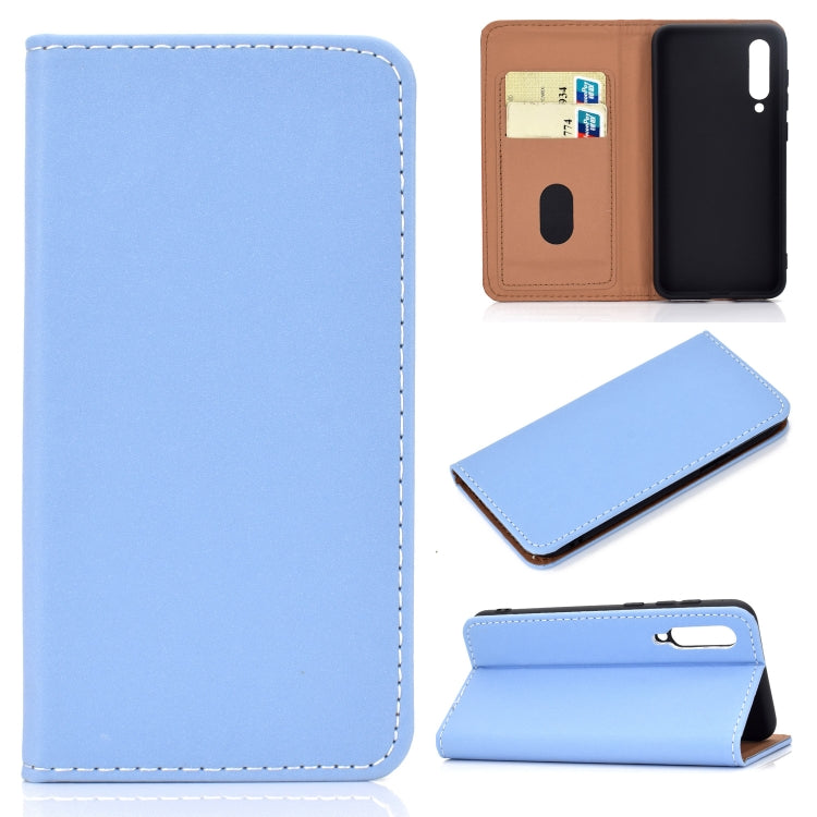 For Xiaomi 9 SE Solid Color Frosted Magnetic Horizontal Flip Leather Case with Card Slots & Holder