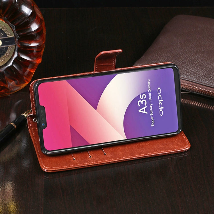 For OPPO A12E idewei Crazy Horse Texture Horizontal Flip Leather Case with Holder & Card Slots & Wallet