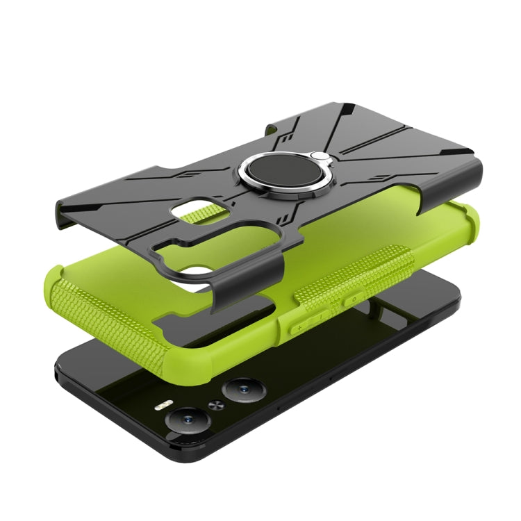 For Infinix Hot 12 Pro Armor Bear Shockproof PC + TPU Phone Case with Ring Holder