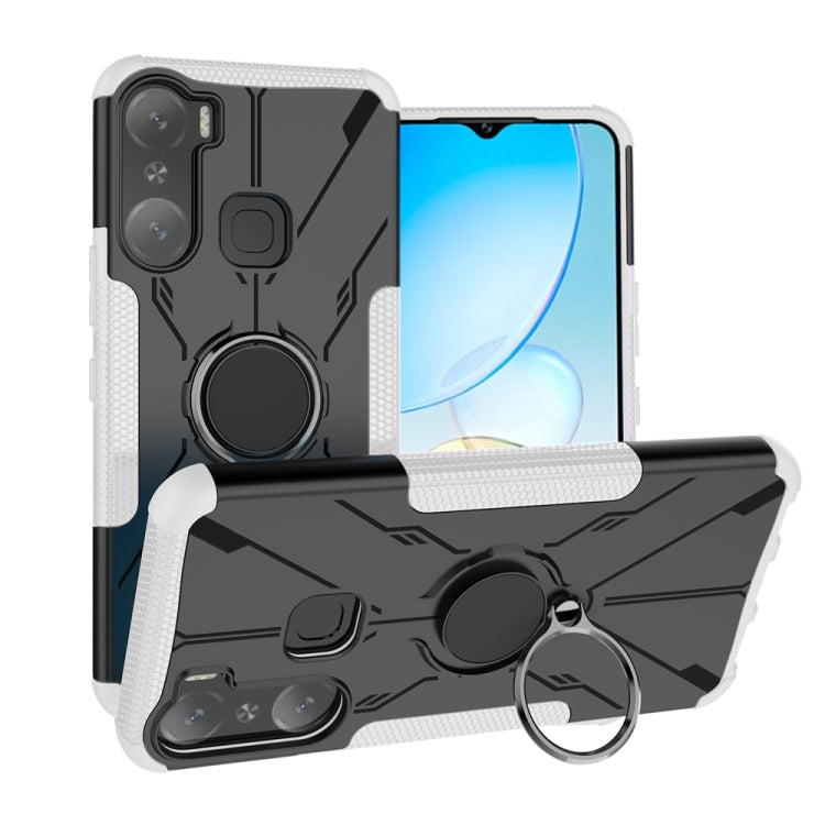 For Infinix Hot 12 Pro Armor Bear Shockproof PC + TPU Phone Case with Ring Holder