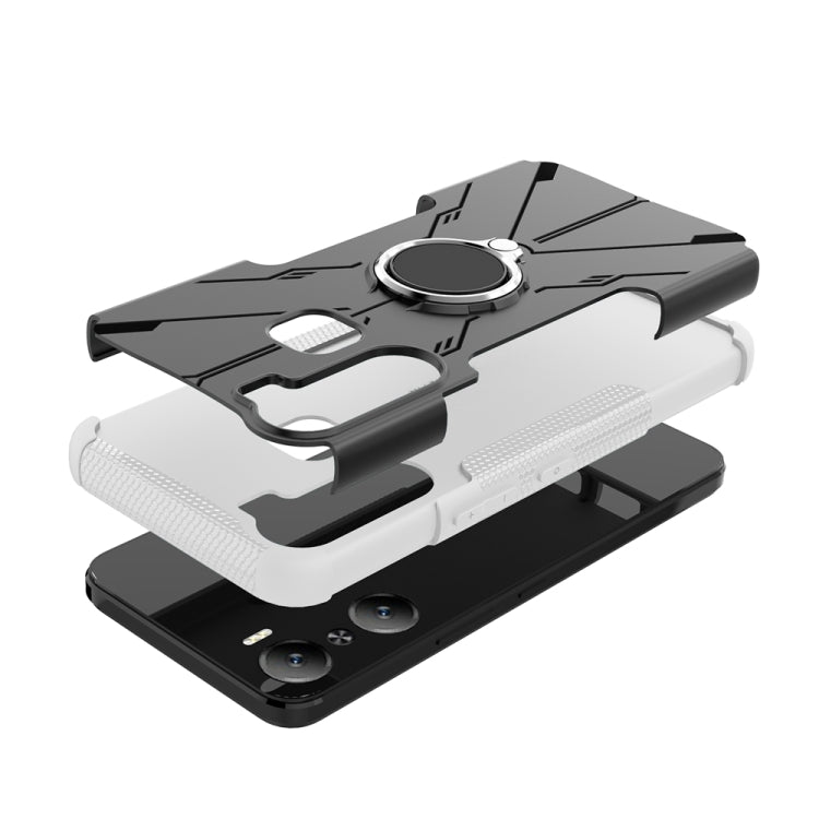 For Infinix Hot 12 Pro Armor Bear Shockproof PC + TPU Phone Case with Ring Holder