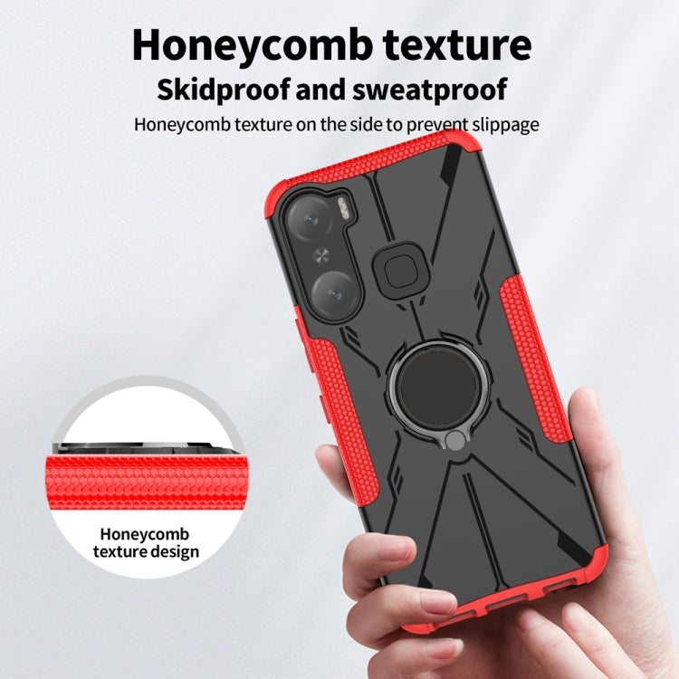 For Infinix Hot 12 Pro Armor Bear Shockproof PC + TPU Phone Case with Ring Holder