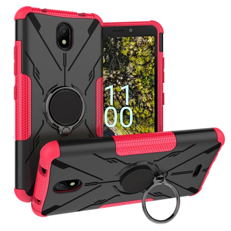 For Nokia C100 Armor Bear Shockproof PC + TPU Phone Case with Ring Holder