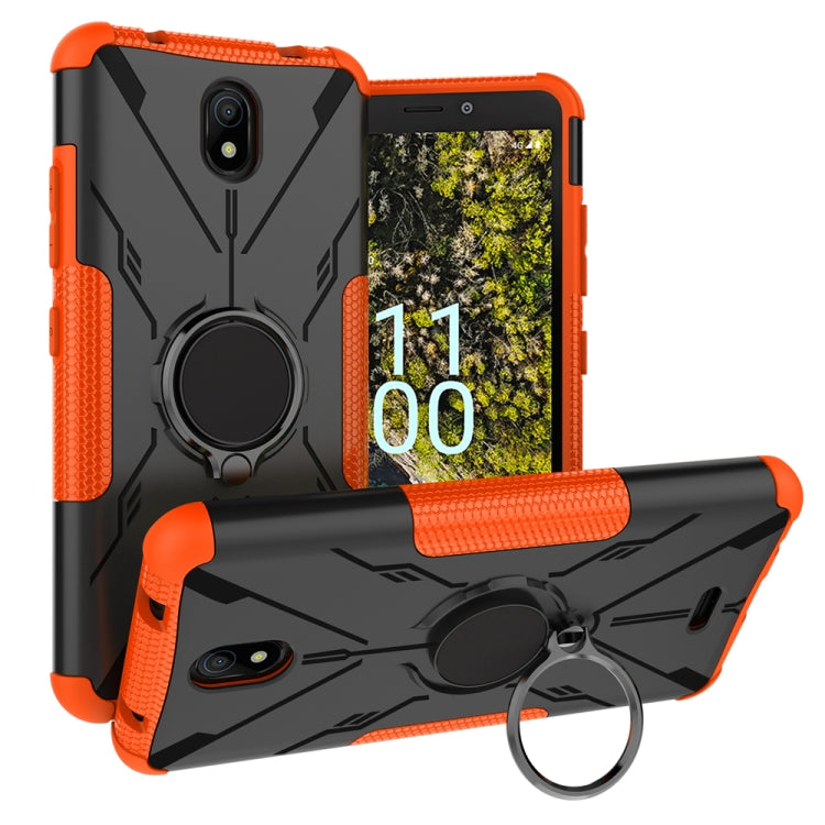 For Nokia C100 Armor Bear Shockproof PC + TPU Phone Case with Ring Holder