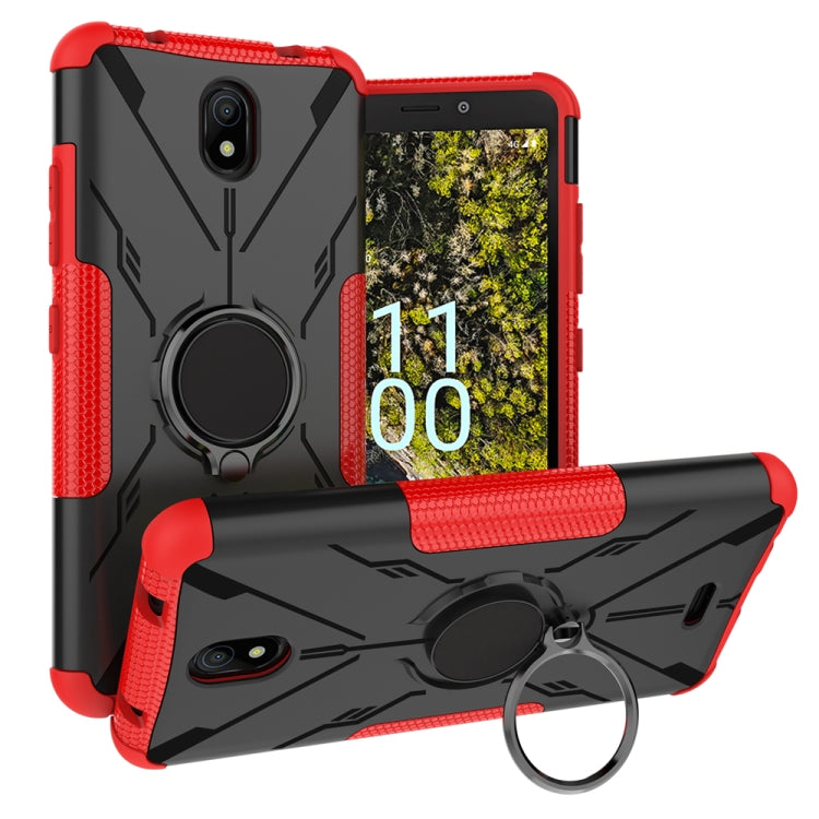 For Nokia C100 Armor Bear Shockproof PC + TPU Phone Case with Ring Holder