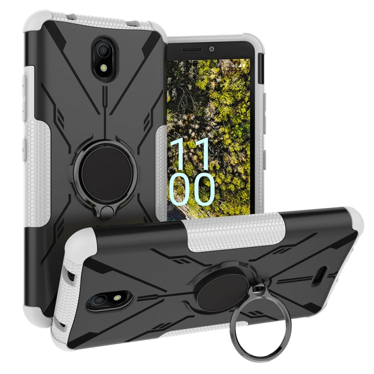 For Nokia C100 Armor Bear Shockproof PC + TPU Phone Case with Ring Holder