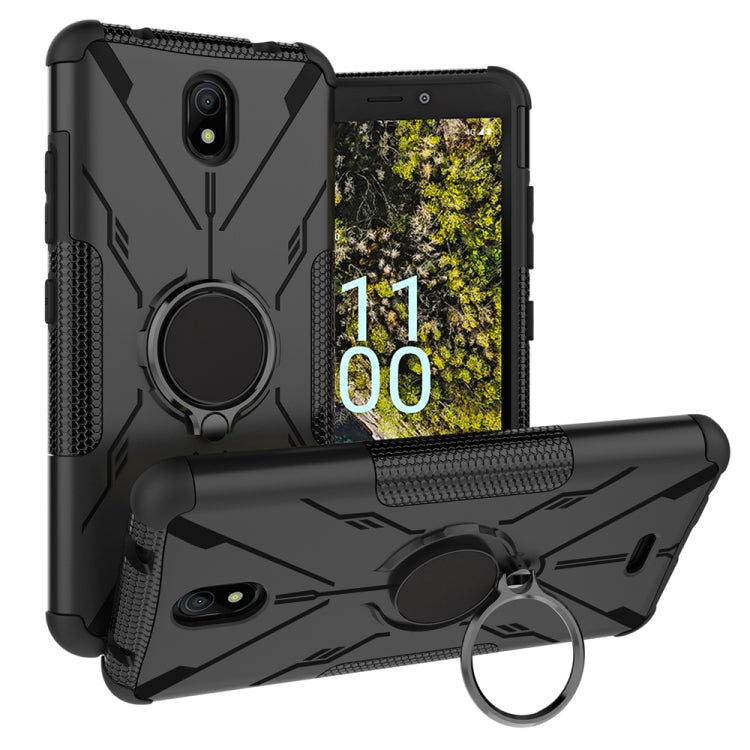 For Nokia C100 Armor Bear Shockproof PC + TPU Phone Case with Ring Holder