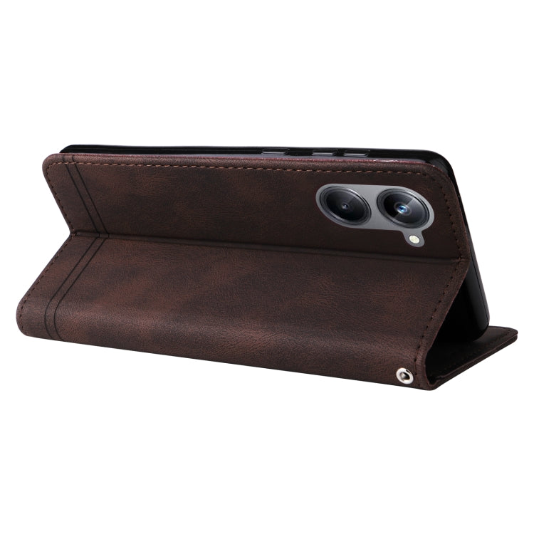 For Realme 10 4G Global Skin Feel Life Tree Metal Button Leather Phone Case