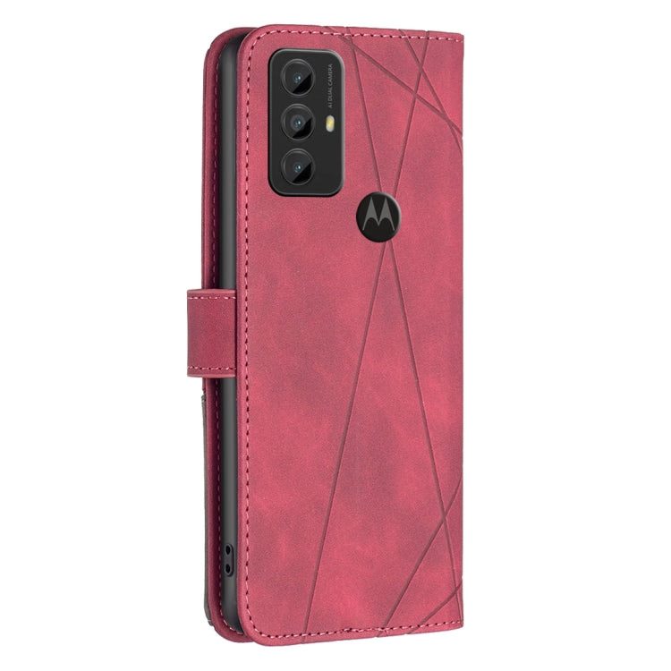 For Motorola Moto G Play 2023 Magnetic Buckle Rhombus Texture Leather Phone Case