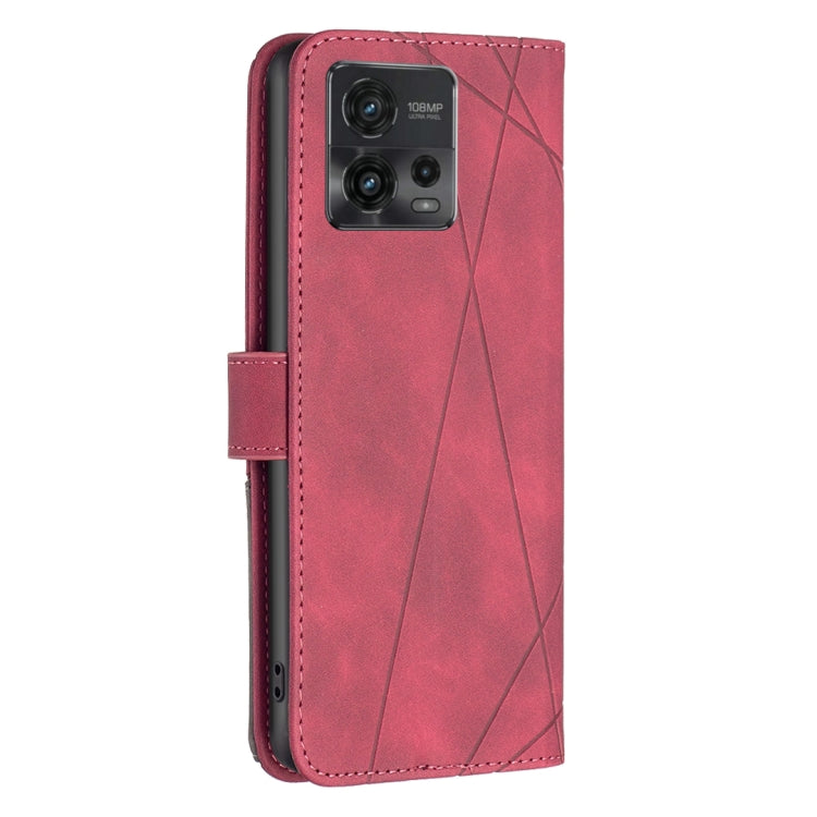 For Motorola Moto G72 Magnetic Buckle Rhombus Texture Leather Phone Case