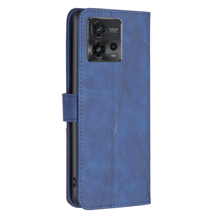 For Motorola Moto G72 Magnetic Buckle Rhombus Texture Leather Phone Case