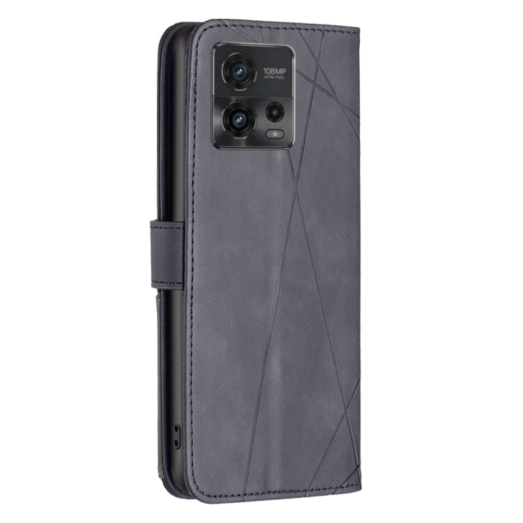 For Motorola Moto G72 Magnetic Buckle Rhombus Texture Leather Phone Case