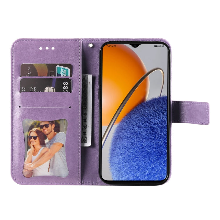 For Huawei nova Y61 7-petal Flowers Embossing Leather Phone Case