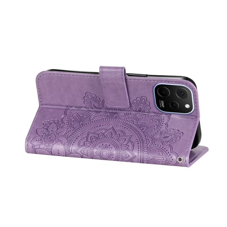 For Huawei nova Y61 7-petal Flowers Embossing Leather Phone Case