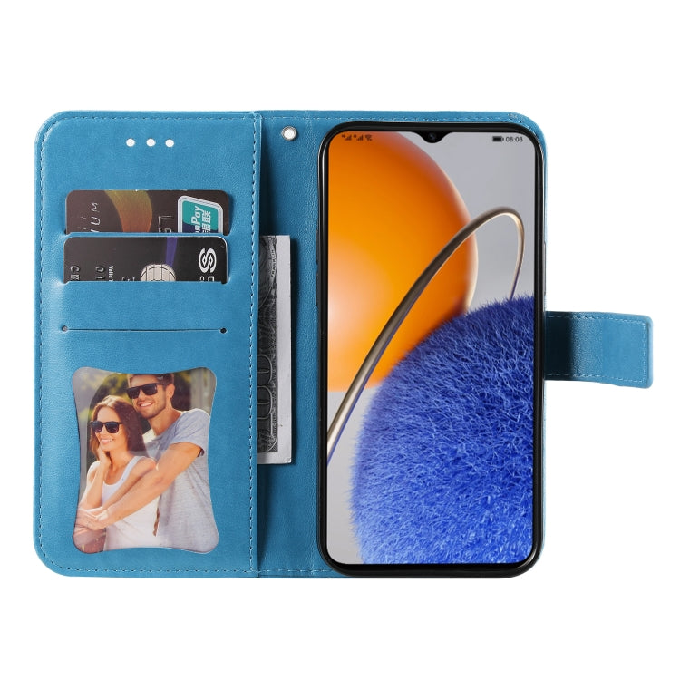 For Huawei nova Y61 7-petal Flowers Embossing Leather Phone Case