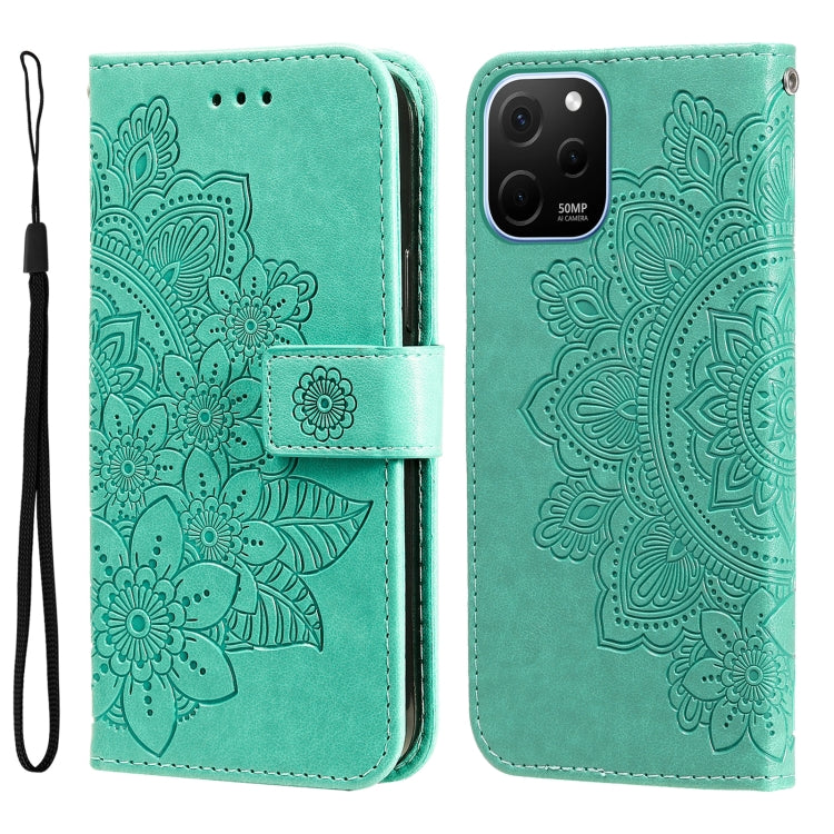 For Huawei nova Y61 7-petal Flowers Embossing Leather Phone Case