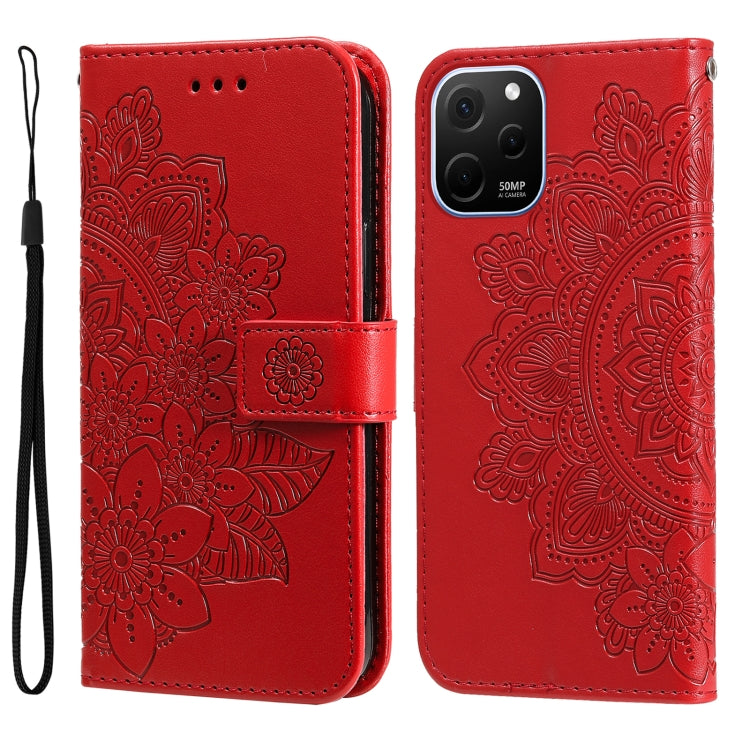 For Huawei nova Y61 7-petal Flowers Embossing Leather Phone Case