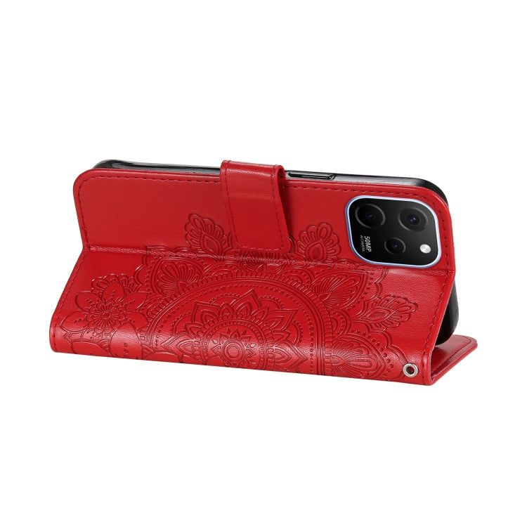 For Huawei nova Y61 7-petal Flowers Embossing Leather Phone Case