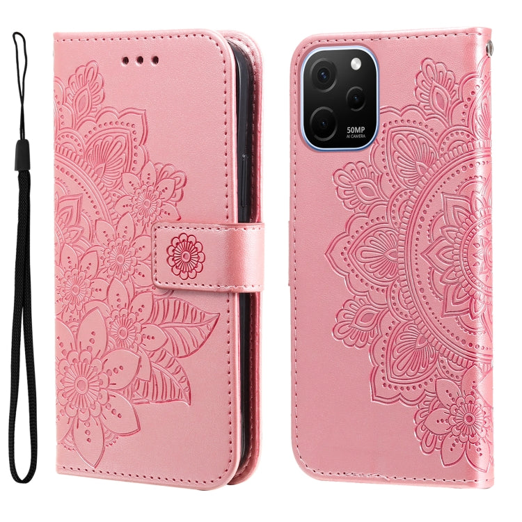 For Huawei nova Y61 7-petal Flowers Embossing Leather Phone Case