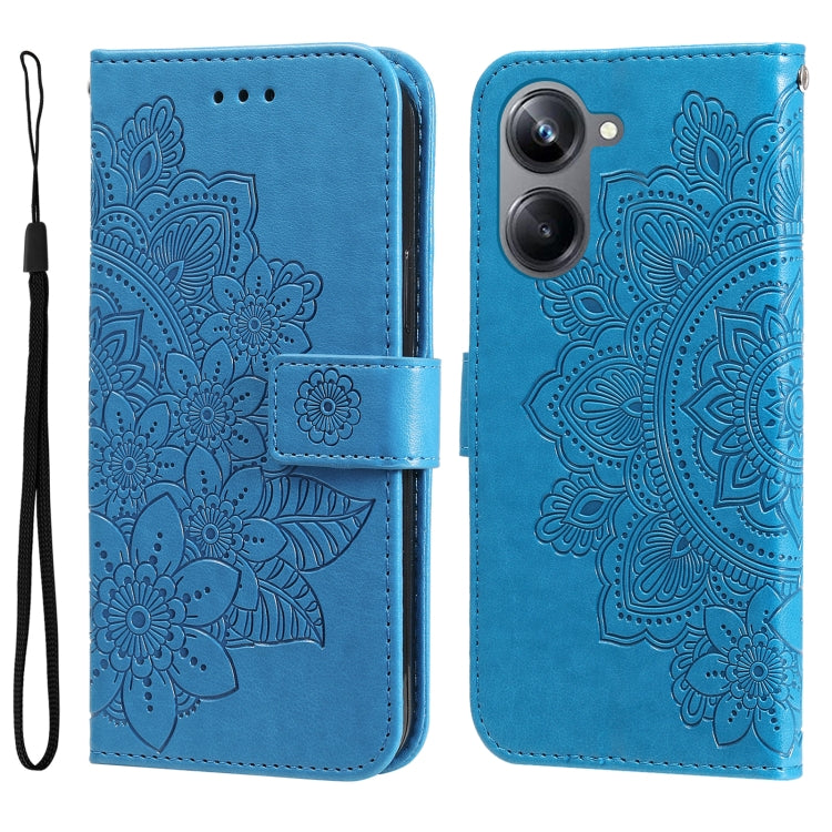 For Realme 10 4G Global 7-petal Flowers Embossing Leather Phone Case
