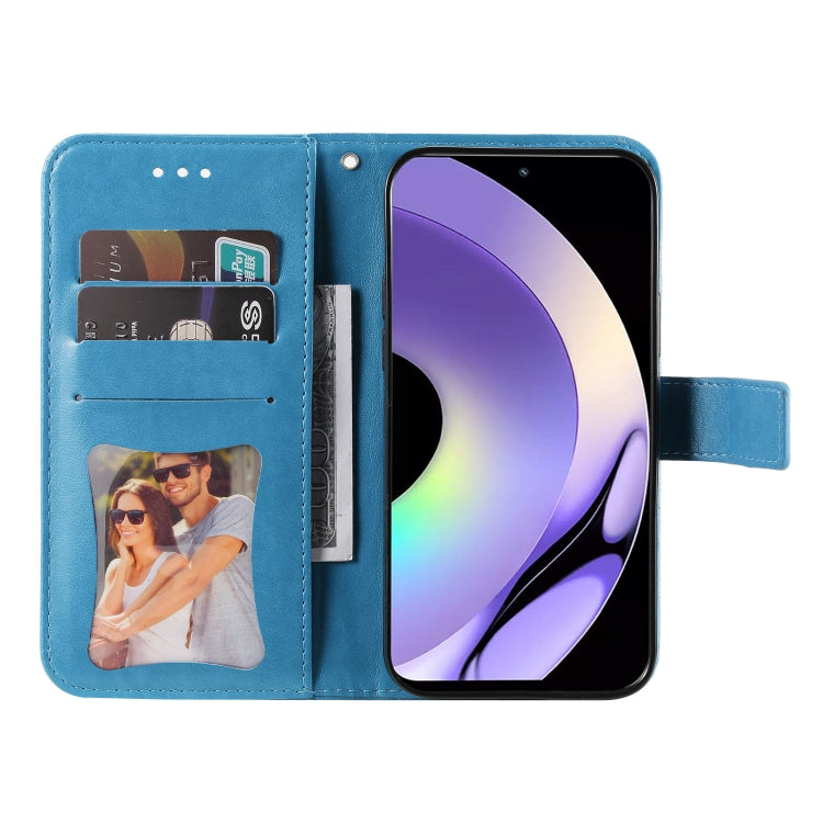 For Realme 10 4G Global 7-petal Flowers Embossing Leather Phone Case