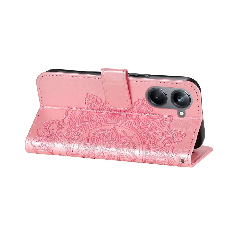 For Realme 10 4G Global 7-petal Flowers Embossing Leather Phone Case