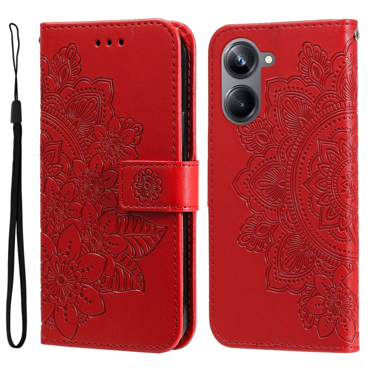 For Realme 10 Pro 5G 7-petal Flowers Embossing Leather Phone Case