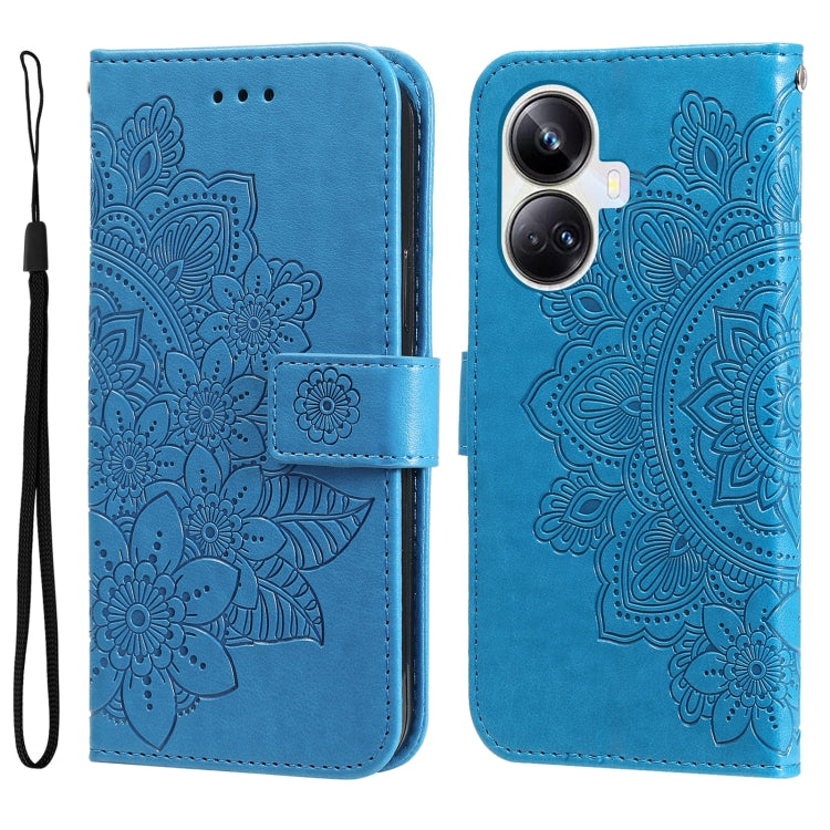 For Realme 10 Pro+ 5G 7-petal Flowers Embossing Leather Phone Case